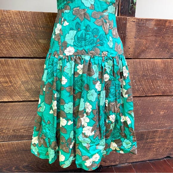 Anthro Moulinette Sours Drop Waist Floral Tie Strap Cotton Dress w Light Boning - Picture 5 of 12